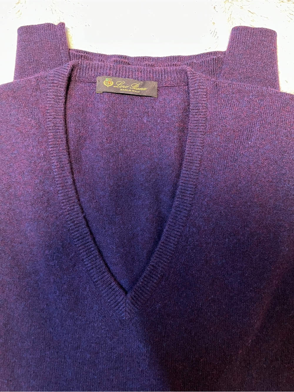 Loro Piana Men’s Deep Purple V-Neck Sweater